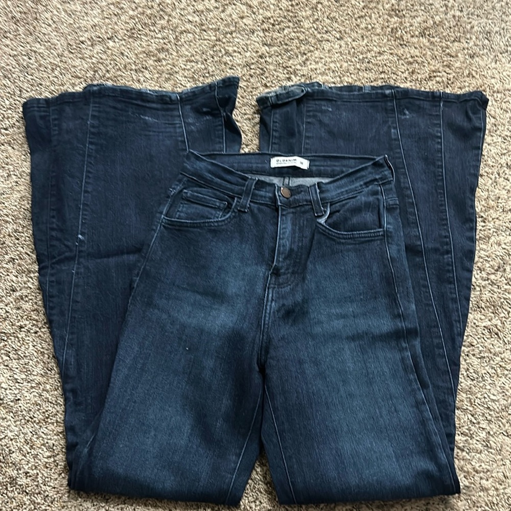 02 denim bell bottom dark wash jeans